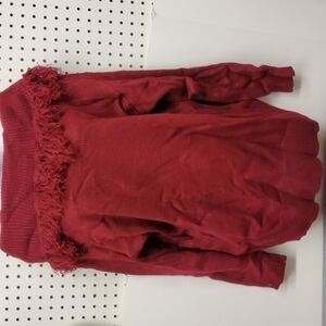 NWT Lg Burgundy Cowl Fringe Sweater Fantastic Fawn